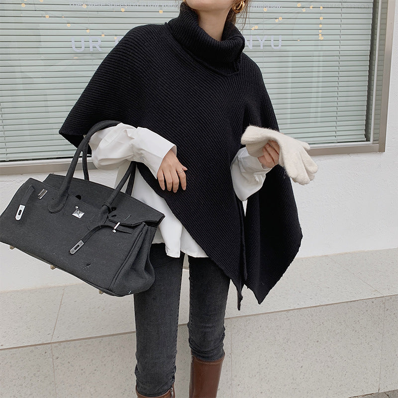 Pull en tricot oversize pour femmes avec col montant Chic und Stil
