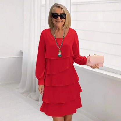 Robe à volants pour femmes avec des couches élégantes et des manches longues Chic und Stil