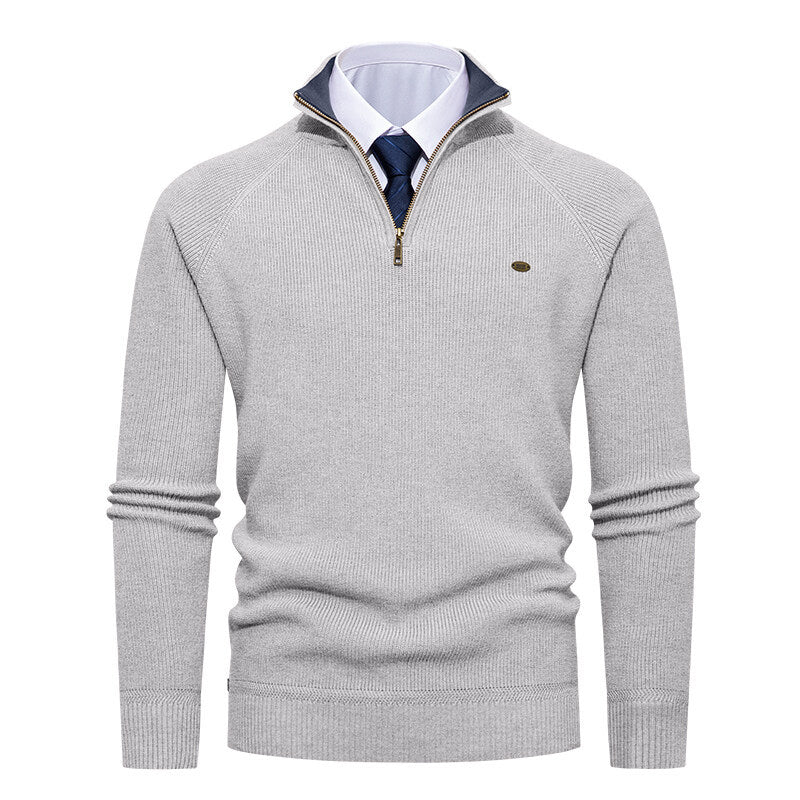 Elegant knitted pullover for men with high collar and zipper Chic und Stil