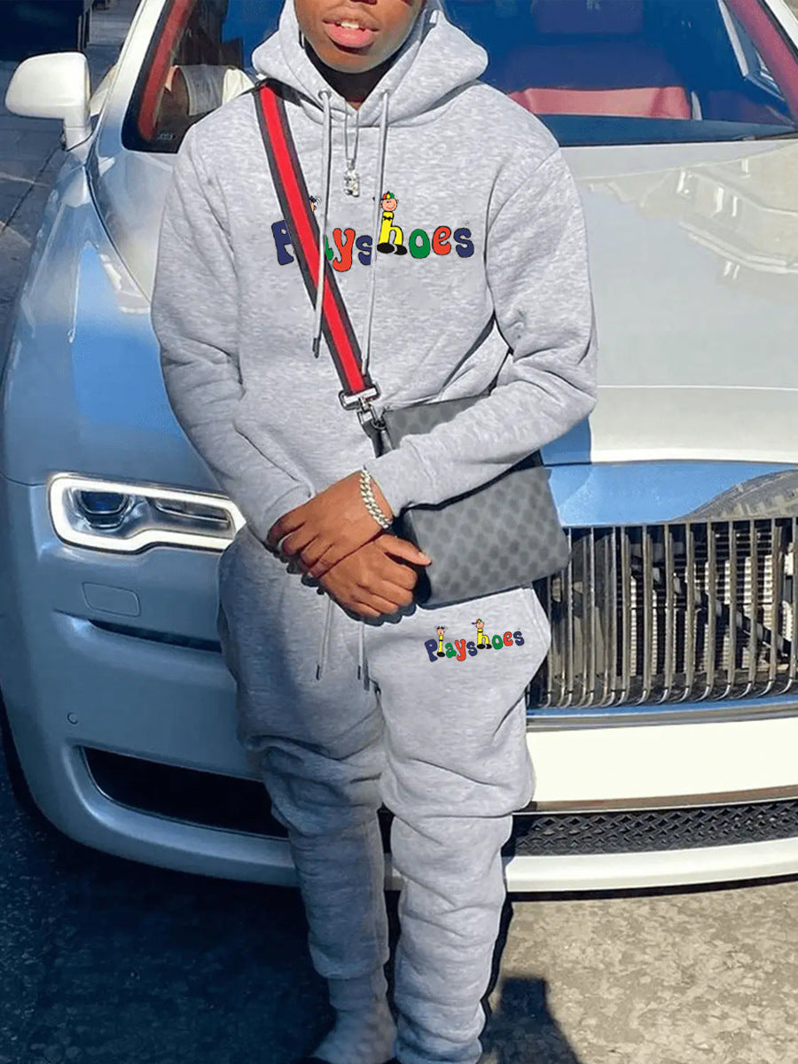 Ladies Hooded Sweatshirt and Jogging Pants Set with Creative Graphic Design Chic and Style