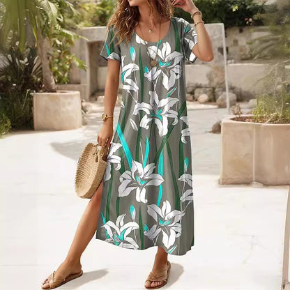 Robe maxi femme avec coupe florale et fentes latérales Chic und Stil