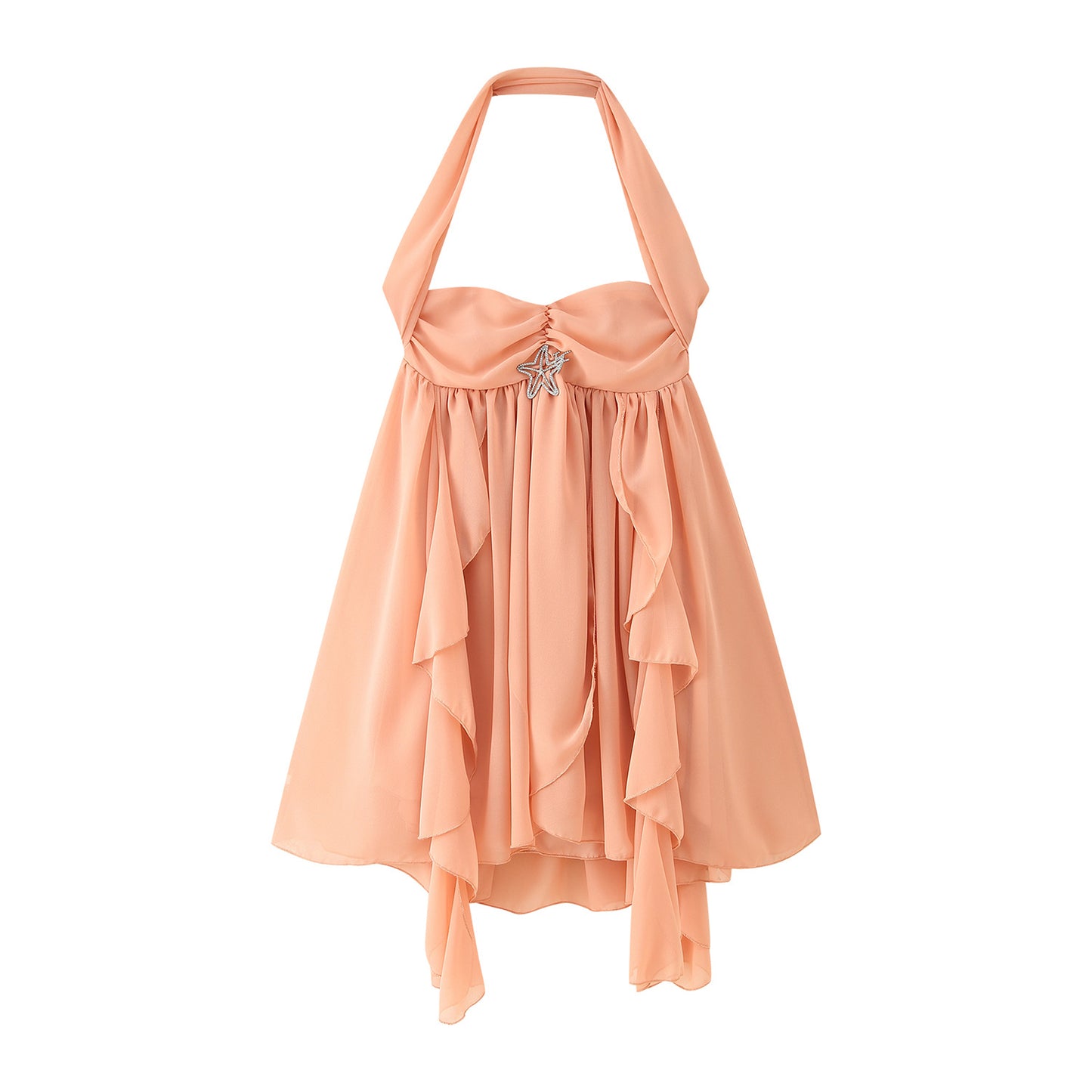 Robe de soirée pour femmes avec design volanté flottant et dos nu Chic und Stil