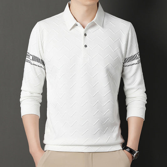 Long sleeve polo shirt for men with structured design and elegant accents Chic und Stil
