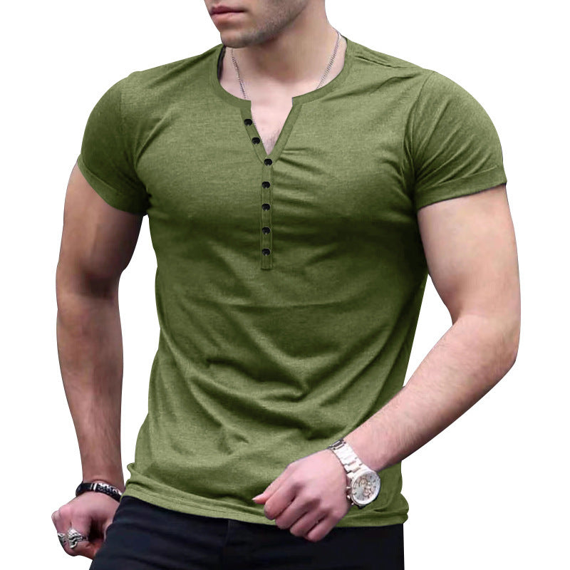 Chemise Henley à manches courtes pour hommes avec patte de boutonnage et coupe ajustée Chic und Stil
