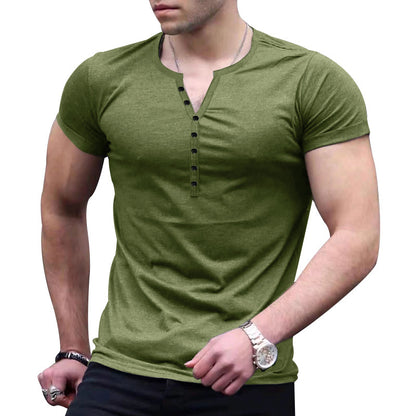 Chemise Henley à manches courtes pour hommes avec patte de boutonnage et coupe ajustée Chic und Stil