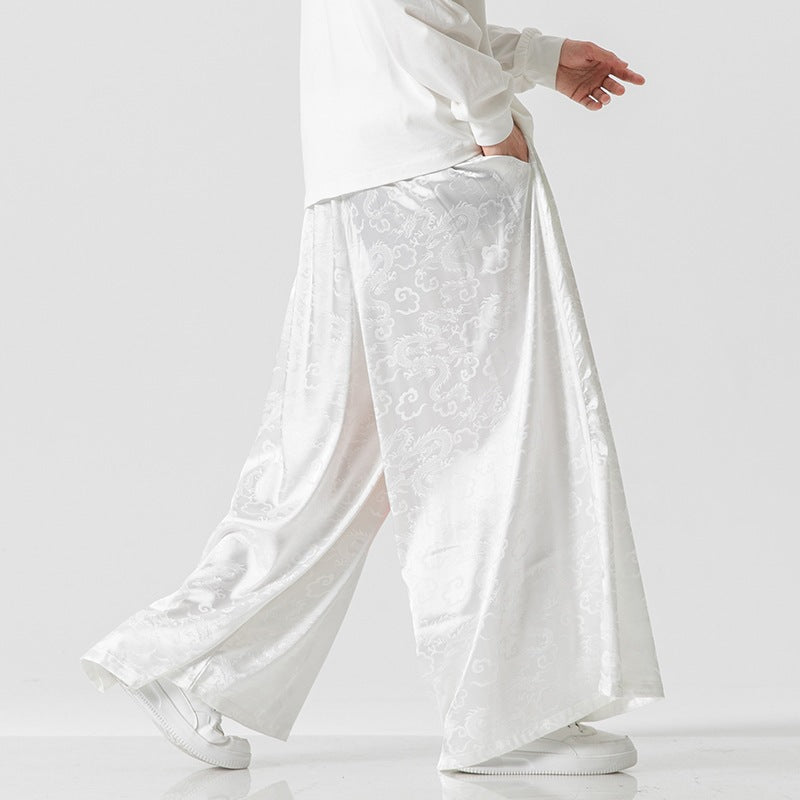 Chic and Style Wide Harem Pants for Women with Decorative Belt and Fine Pattern