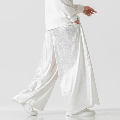 Chic and Style Wide Harem Pants for Women with Decorative Belt and Fine Pattern