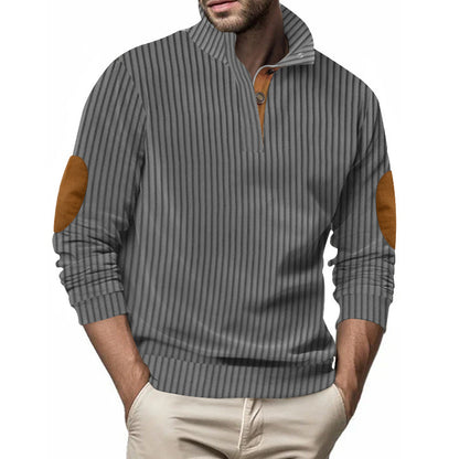 Quilted pullover for men with textured design and contrasting patches Chic and Style
