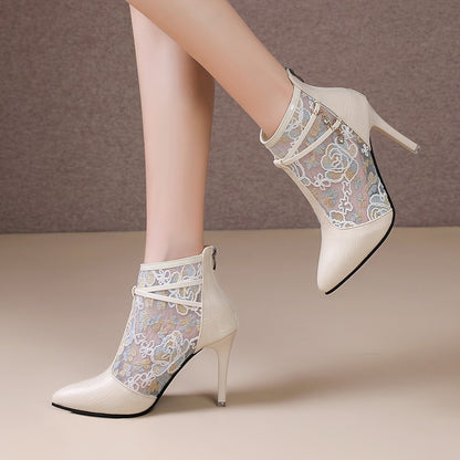 Dames Élégantes Bottines à Talons Hauts avec Design de Pointe Transparent Chic und Stil