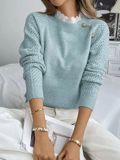 Pull en tricot fin pour femmes avec des inserts en crochet Chic und Stil