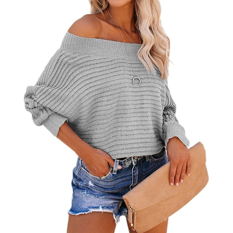 Pull décontracté pour femmes avec un design sans épaules et un motif en tricot texturé Chic und Stil