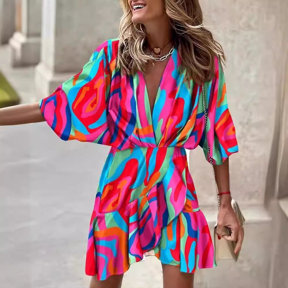 Dames Robe courte minimaliste à manches courtes Chic und Stil