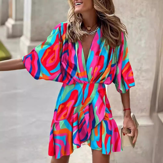 Dames Robe courte minimaliste à manches courtes Chic und Stil