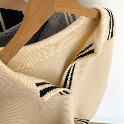 Pull décontracté féminin avec col classique et poignets élastiques Chic und Stil