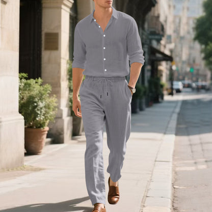 Casual linen pants for men with elastic waistband and practical drawstring Chic and Style