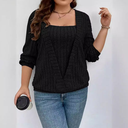 Pull en maille décontracté pour femmes avec décolleté en V profond et texture côtelée Chic und Stil