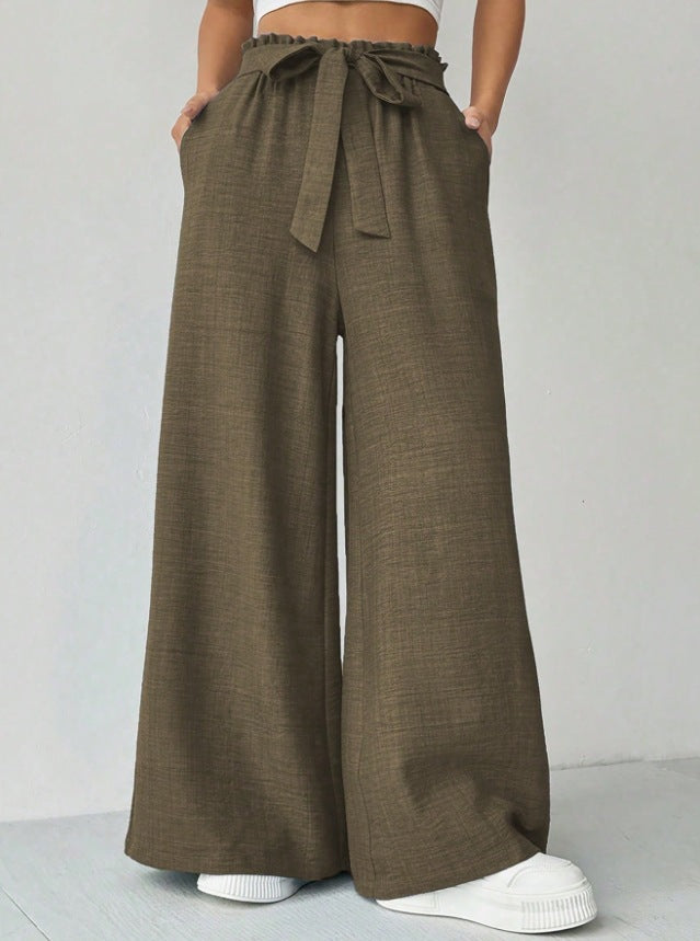 Ladies Wide Pants with Adjustable Waist Chic and Style