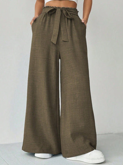 Ladies Wide Pants with Adjustable Waist Chic and Style