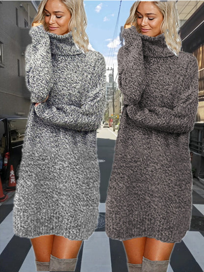 Robe en tricot pour femmes avec col montant en matériau douillet Chic und Stil