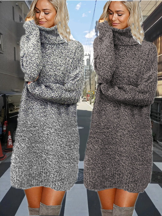 Robe en tricot pour femmes avec col montant en matériau douillet Chic und Stil