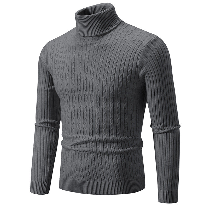 Pull à col roulé pour hommes avec motif torsadé structuré Chic und Stil