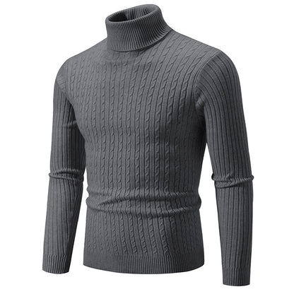 Pull à col roulé pour hommes avec motif torsadé structuré Chic und Stil