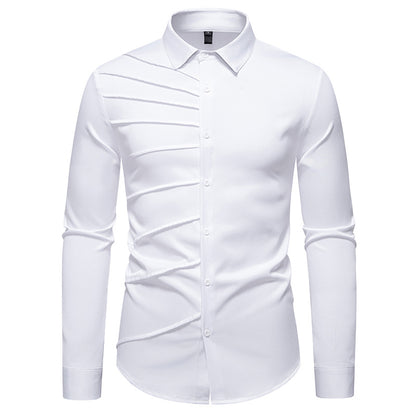 Chemise à manches longues tendance pour hommes avec un design de plis original Chic und Stil