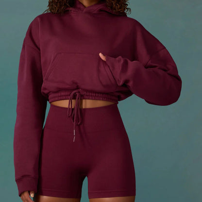 Dames pull court décontracté avec cordon et manches larges Chic und Stil