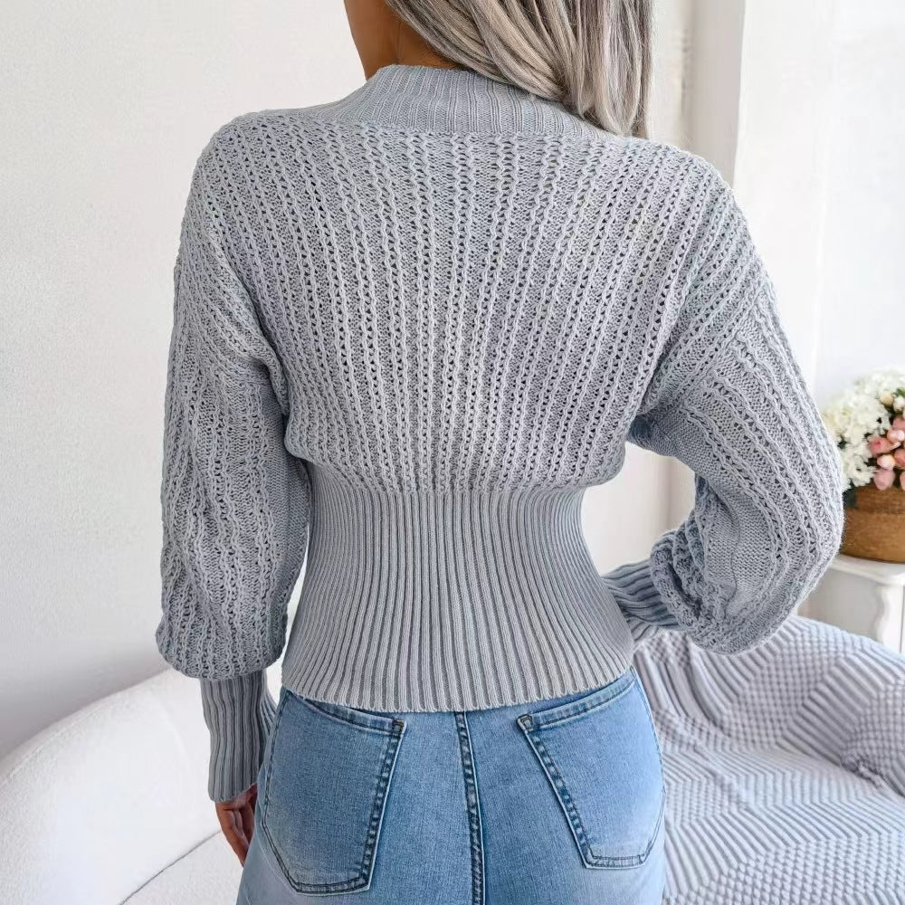 Pull en tricot pour femmes avec décolleté en V et fine structure de mailles Chic und Stil