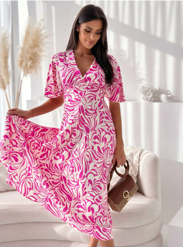 Robe maxi femme avec imprimé floral et manches papillon Chic und Stil