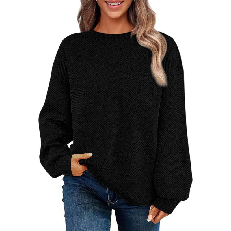Pull décontracté pour femmes avec motif texturé et poche poitrine pratique Chic und Stil