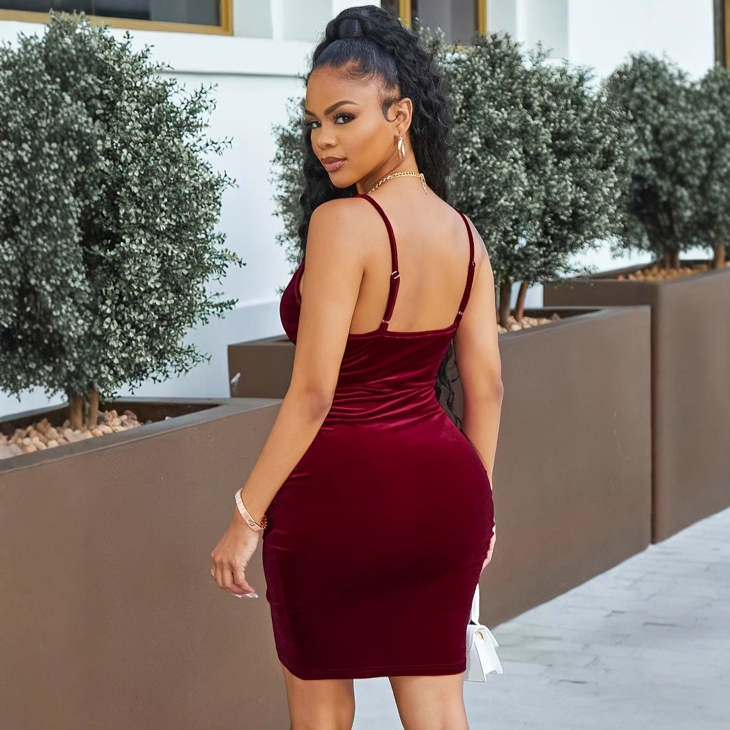Robe mini femme en style portefeuille en velours doux Chic und Stil