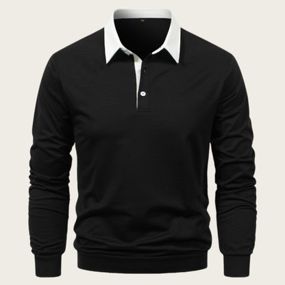 Men's long sleeve polo with contrast collar and high-quality cotton Chic and Style