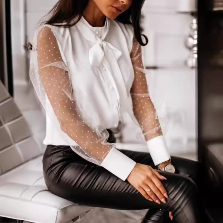 Dames élégante blouse à manches transparentes Chic und Stil