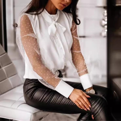 Dames élégante blouse à manches transparentes Chic und Stil