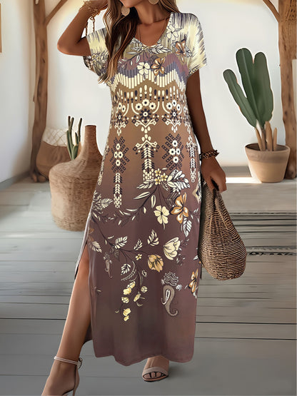 Dames Élégant motif floral Robe maxi Chic und Stil