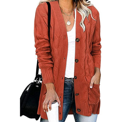 Cardigan en tricot grossier pour femmes avec des détails de boutons et des poches pratiques Chic und Stil
