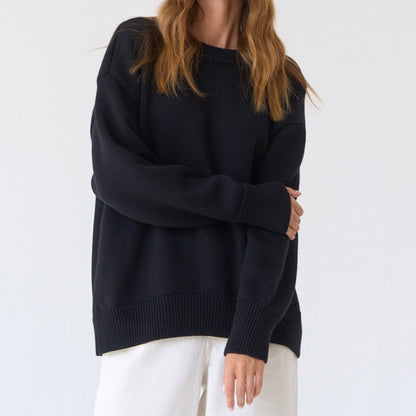 Dames pull-over surdimensionné avec un joli motif en tricot et de larges bords Chic und Stil