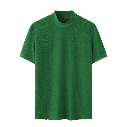 T-shirt pour hommes à manches courtes avec un design structuré moderne et col montant Chic und Stil
