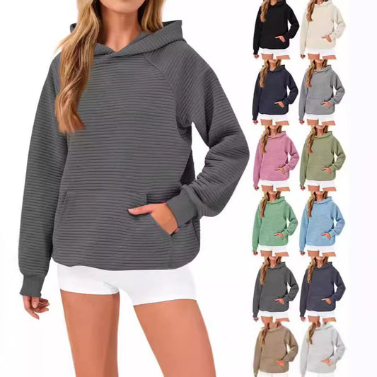 Pull en nid d'abeille douillet pour femmes avec capuche et poche kangourou Chic und Stil