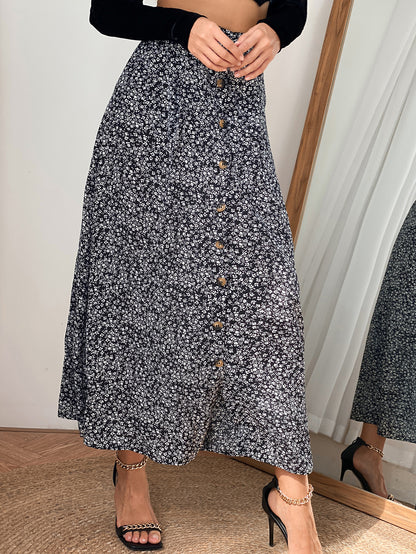 Jupe maxi femme avec détails de boutons et motif floral Chic und Stil