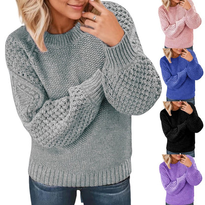 Pull en tricot épais pour femmes avec des manches volumineuses et une texture unique Chic und Stil
