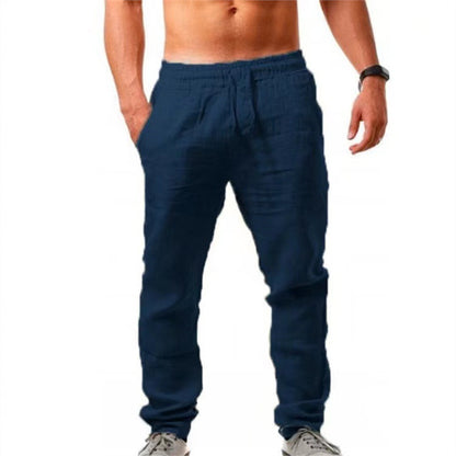 Casual linen pants for men with elastic waistband and adjustable drawstring Chic and Style