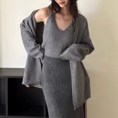 Cardigan en tricot décontracté pour femmes avec une fine texture et de gros boutons Chic und Stil