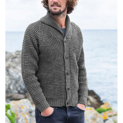 Men's knitted jacket with a fine structure design and practical buttons Chic and Style