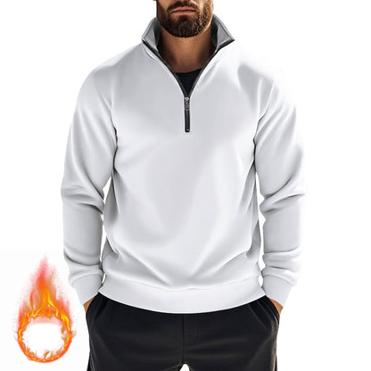 Men's fleece pullover with high collar and half zipper chic and style