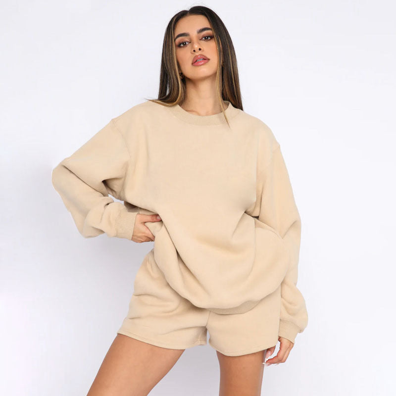 Femme confortable Sweat-shirt en molleton court et Shorts-Mix Chic und Stil