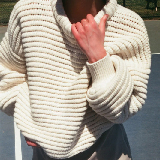 Pull femme décontracté en tricot structurel avec coupe oversize Chic und Stil