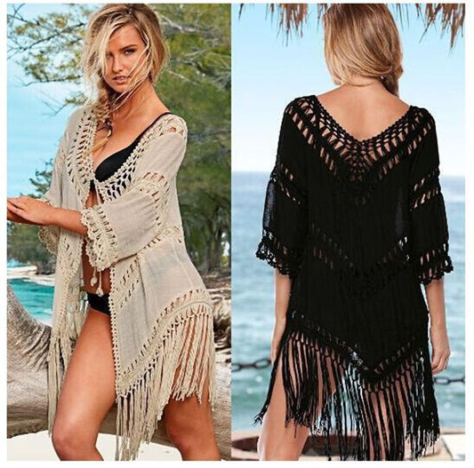 Women Bohemian Crochet Fringe Kimono Chic and Style