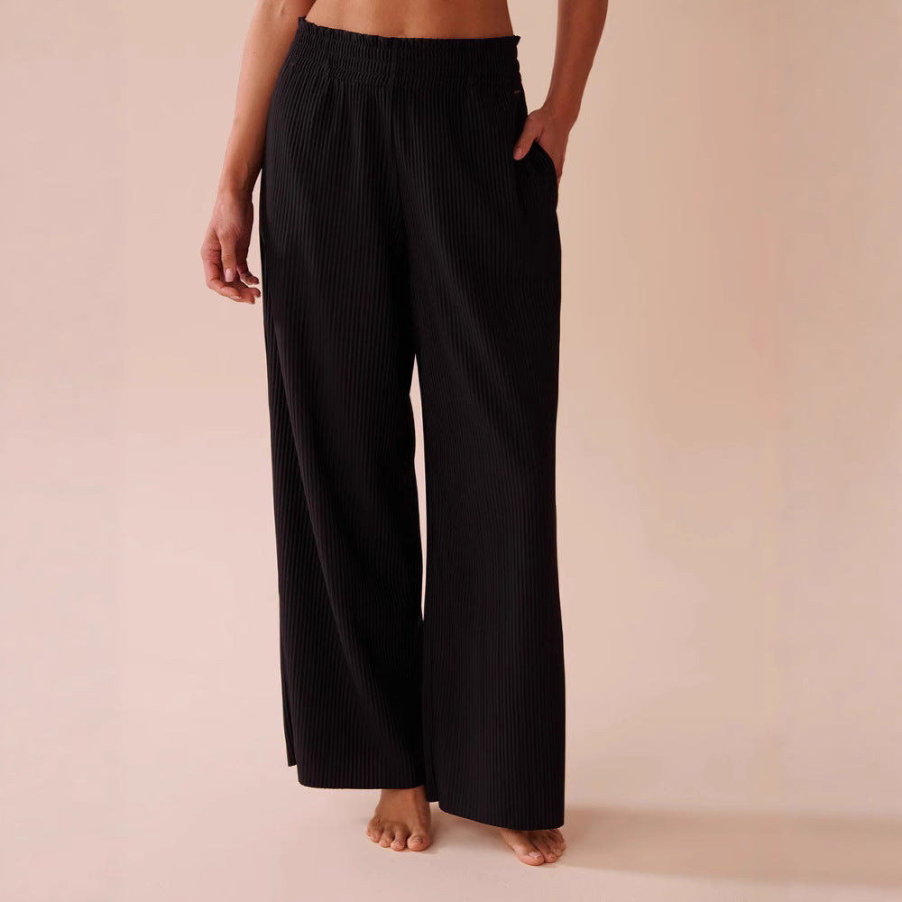 Casual pleated pants for women with elastic waistband and side pockets Chic and Style